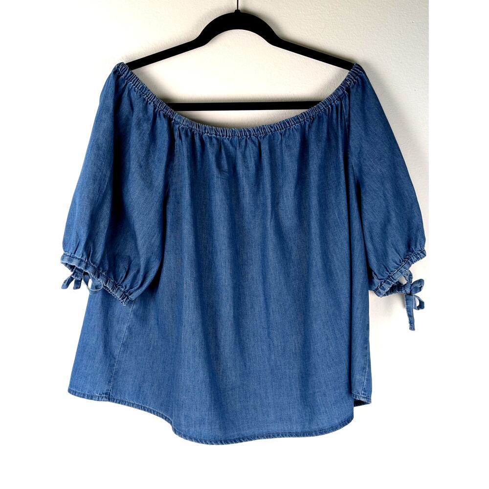 Lane Bryant wmnsTop size18/20 Cotton chambray Bust 54" VGUC length 24"sl ins  6"
